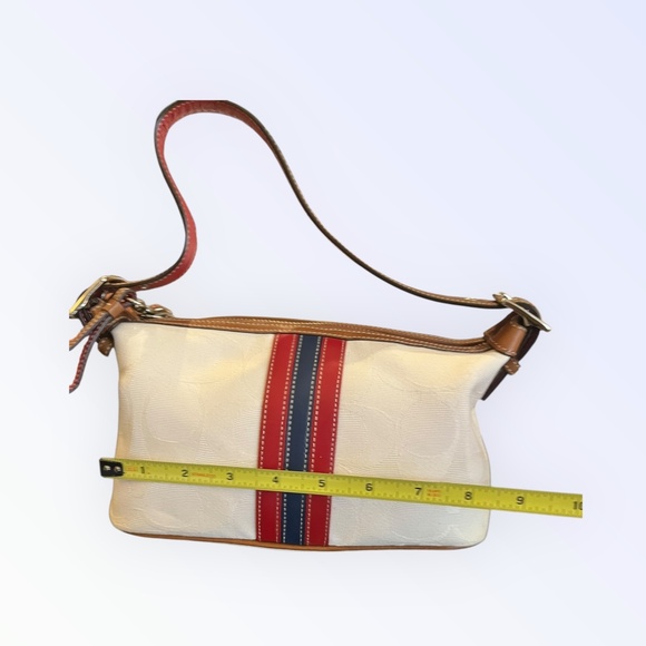 Vintage Coach Studio Small Shoulder Bag 6641 Y2K Ivory Red Blue Stripe Rare COA - Picture 14 of 16